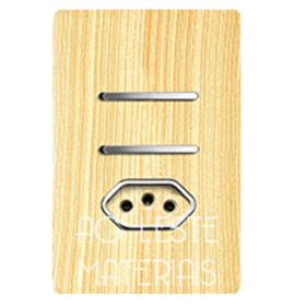 Conjunto Interruptor Duplo Simples + Tomada 10A 4X2 - Novara Especiais Maple